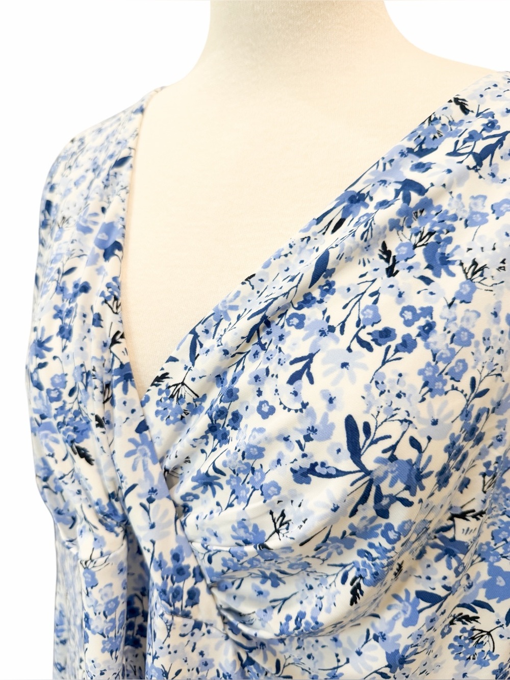 Tommy Hilfiger Floral Chiffon Hem Tiered Midi Dress Flutter Sleeve Blue 18W NWT - Picture 11 of 15